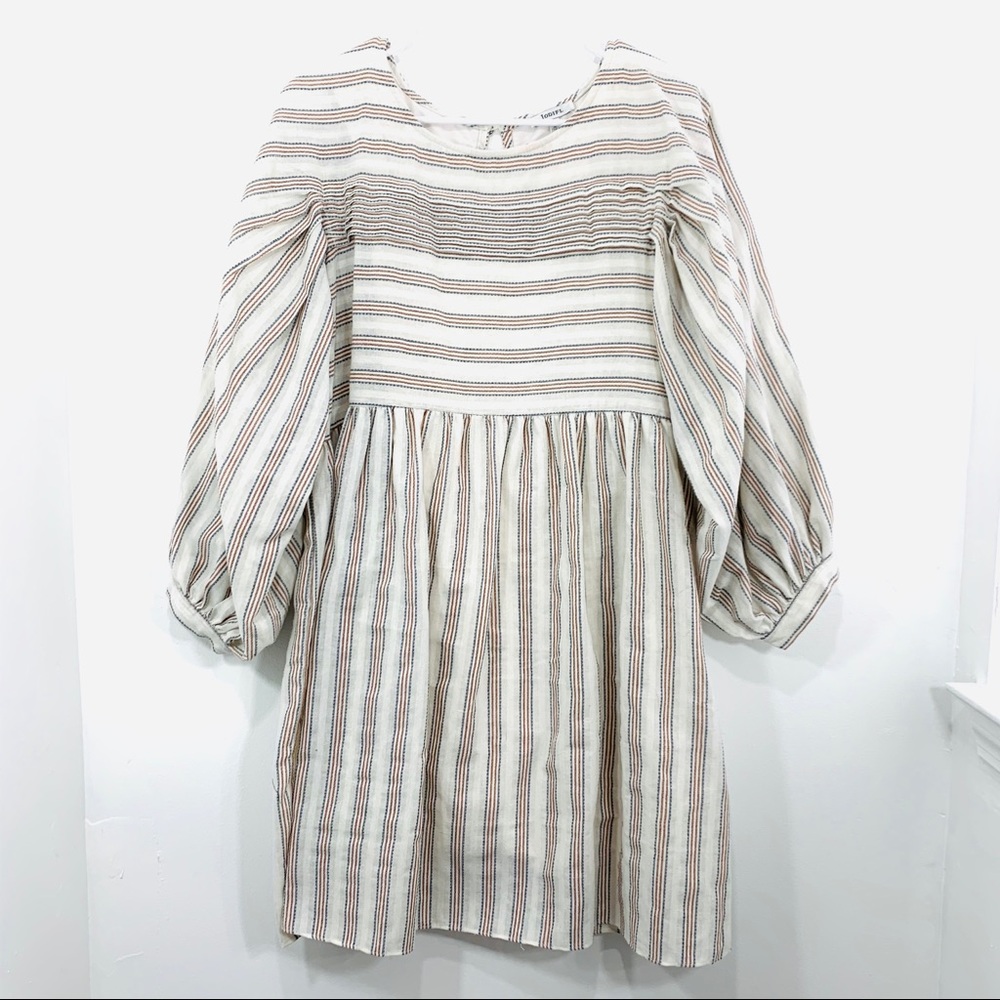 NWT Jodifl Striped Balloon Sleeve Babydoll Dress